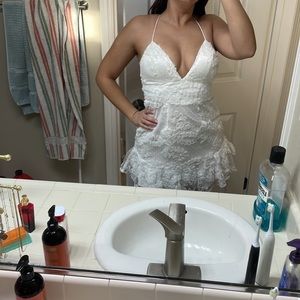 White lace mini dress